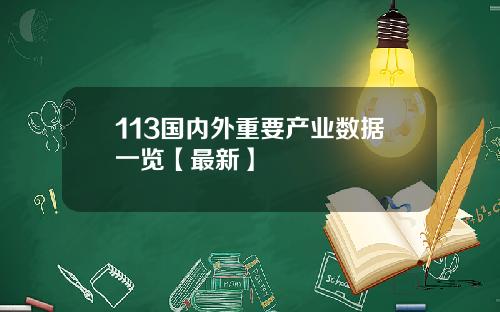 113国内外重要产业数据一览【最新】