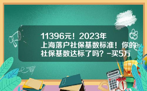 11396元！2023年上海落户社保基数标准！你的社保基数达标了吗？-买5万的车保险和落户要多少钱【新闻】.