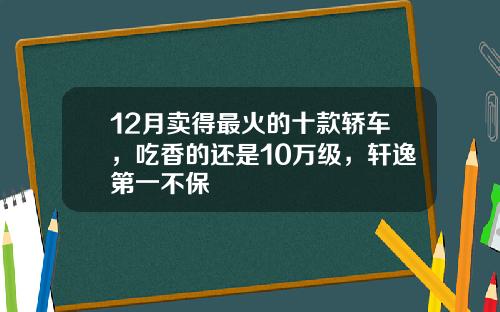 12月卖得最火的十款轿车，吃香的还是10万级，轩逸第一不保