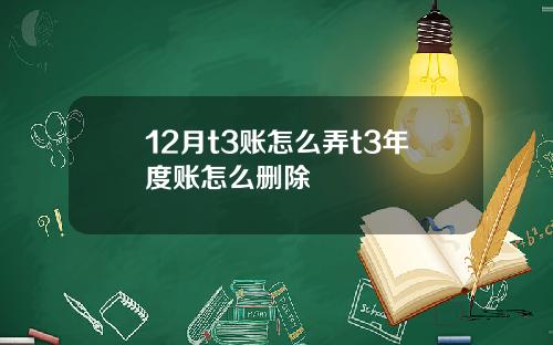 12月t3账怎么弄t3年度账怎么删除