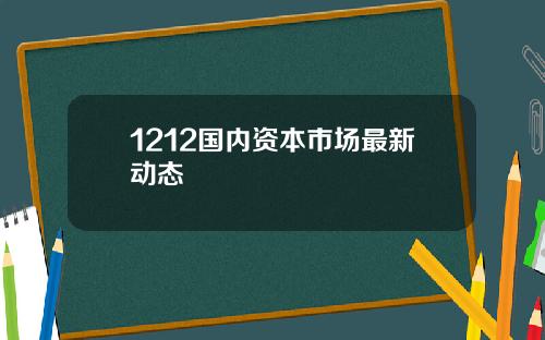 1212国内资本市场最新动态