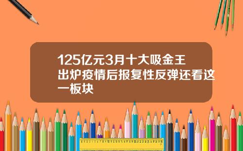 125亿元3月十大吸金王出炉疫情后报复性反弹还看这一板块