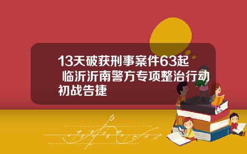 13天破获刑事案件63起 临沂沂南警方专项整治行动初战告捷