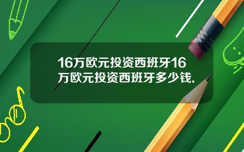 16万欧元投资西班牙16万欧元投资西班牙多少钱.