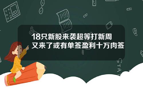 18只新股来袭超等打新周又来了或有单签盈利十万肉签