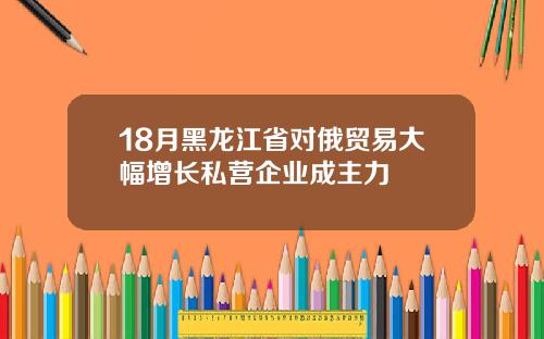 18月黑龙江省对俄贸易大幅增长私营企业成主力