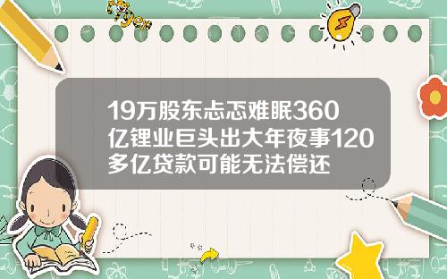 19万股东忐忑难眠360亿锂业巨头出大年夜事120多亿贷款可能无法偿还