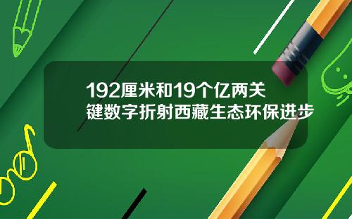 192厘米和19个亿两关键数字折射西藏生态环保进步