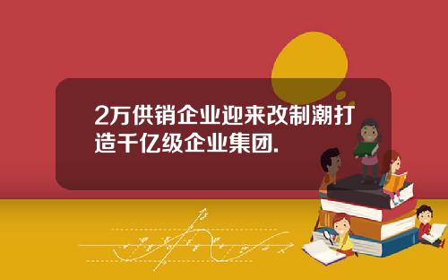 2万供销企业迎来改制潮打造千亿级企业集团.
