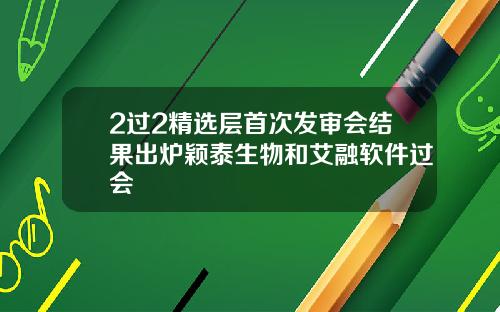 2过2精选层首次发审会结果出炉颖泰生物和艾融软件过会