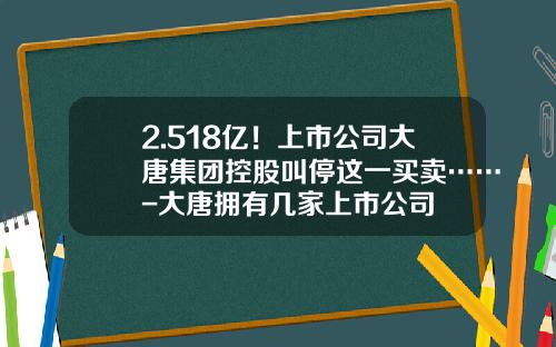 2.518亿！上市公司大唐集团控股叫停这一买卖……-大唐拥有几家上市公司