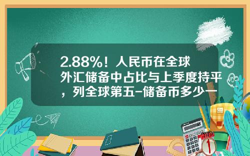 2.88%！人民币在全球外汇储备中占比与上季度持平，列全球第五-储备币多少一个