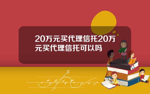 20万元买代理信托20万元买代理信托可以吗