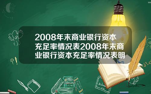 2008年末商业银行资本充足率情况表2008年末商业银行资本充足率情况表明