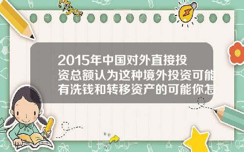 2015年中国对外直接投资总额认为这种境外投资可能有洗钱和转移资产的可能你怎么看