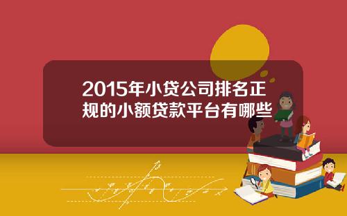 2015年小贷公司排名正规的小额贷款平台有哪些