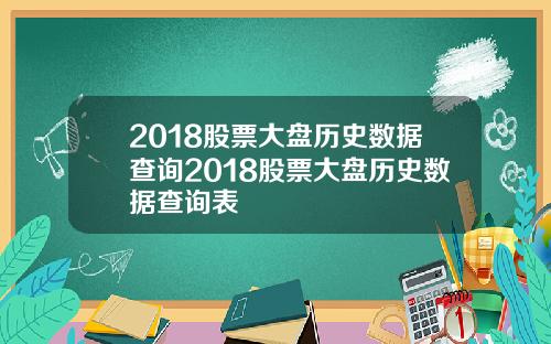 2018股票大盘历史数据查询2018股票大盘历史数据查询表