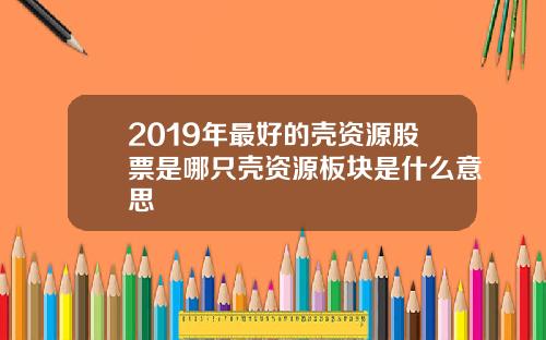 2019年最好的壳资源股票是哪只壳资源板块是什么意思