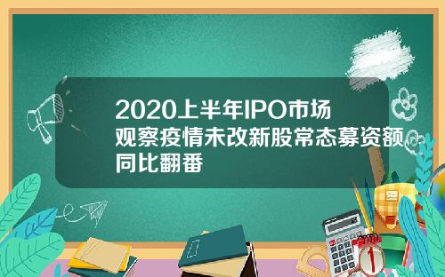 2020上半年IPO市场观察疫情未改新股常态募资额同比翻番