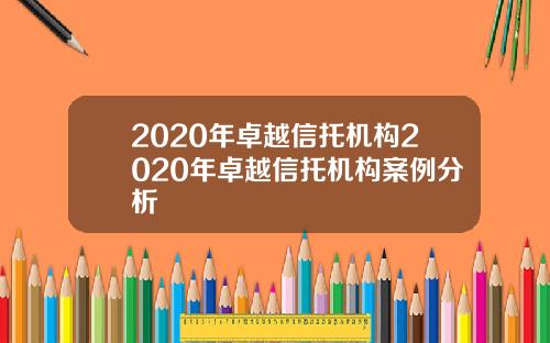2020年卓越信托机构2020年卓越信托机构案例分析