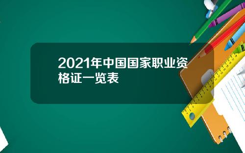 2021年中国国家职业资格证一览表