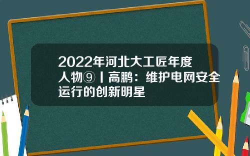 2022年河北大工匠年度人物⑨丨高鹏：维护电网安全运行的创新明星