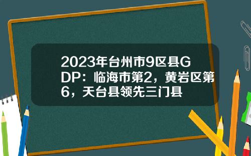 2023年台州市9区县GDP：临海市第2，黄岩区第6，天台县领先三门县