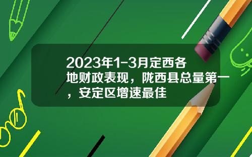 2023年1-3月定西各地财政表现，陇西县总量第一，安定区增速最佳
