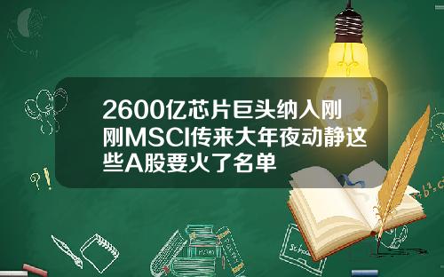 2600亿芯片巨头纳入刚刚MSCI传来大年夜动静这些A股要火了名单