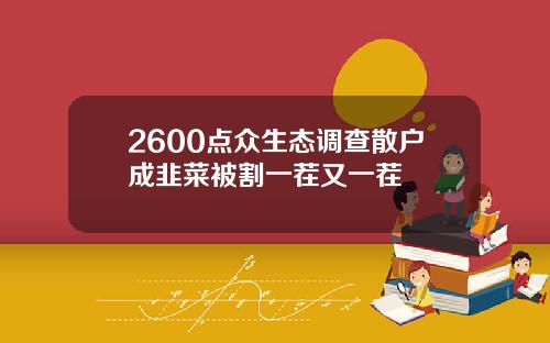 2600点众生态调查散户成韭菜被割一茬又一茬