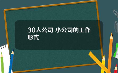 30人公司 小公司的工作形式