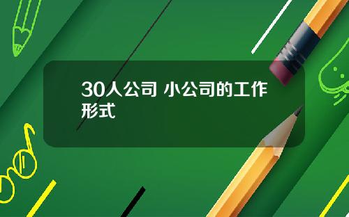 30人公司 小公司的工作形式