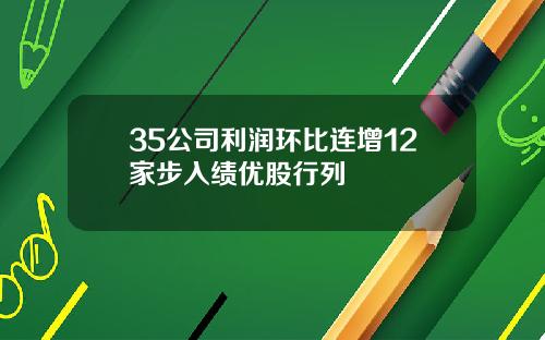 35公司利润环比连增12家步入绩优股行列