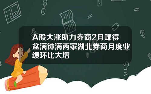 A股大涨助力券商2月赚得盆满钵满两家湖北券商月度业绩环比大增