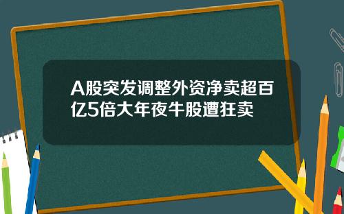 A股突发调整外资净卖超百亿5倍大年夜牛股遭狂卖