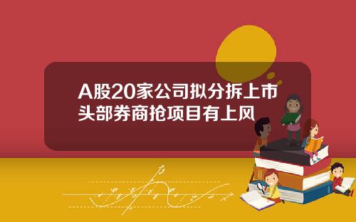 A股20家公司拟分拆上市头部券商抢项目有上风