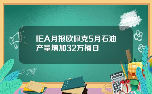 IEA月报欧佩克5月石油产量增加32万桶日
