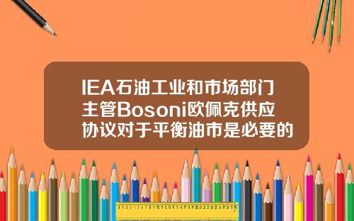 IEA石油工业和市场部门主管Bosoni欧佩克供应协议对于平衡油市是必要的