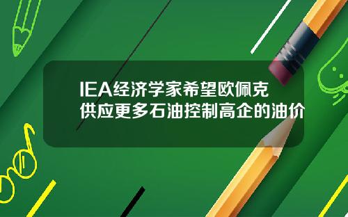 IEA经济学家希望欧佩克供应更多石油控制高企的油价