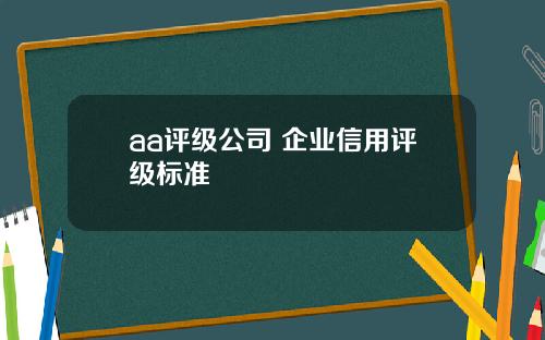 aa评级公司 企业信用评级标准
