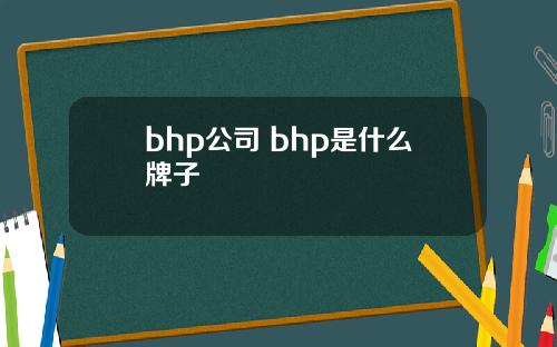 bhp公司 bhp是什么牌子