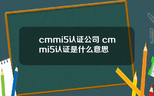 cmmi5认证公司 cmmi5认证是什么意思