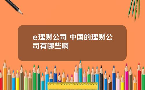 e理财公司 中国的理财公司有哪些啊