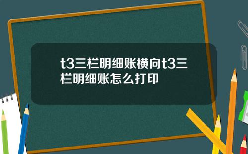 t3三栏明细账横向t3三栏明细账怎么打印