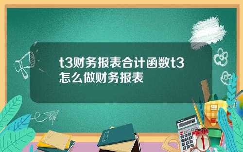 t3财务报表合计函数t3怎么做财务报表