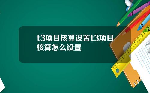 t3项目核算设置t3项目核算怎么设置
