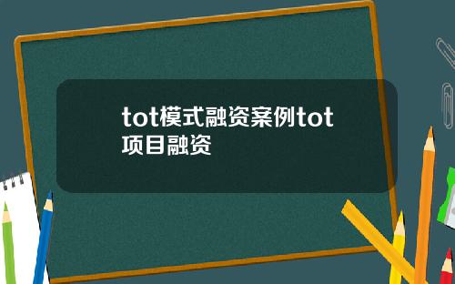 tot模式融资案例tot项目融资
