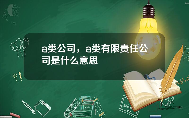 a类公司，a类有限责任公司是什么意思