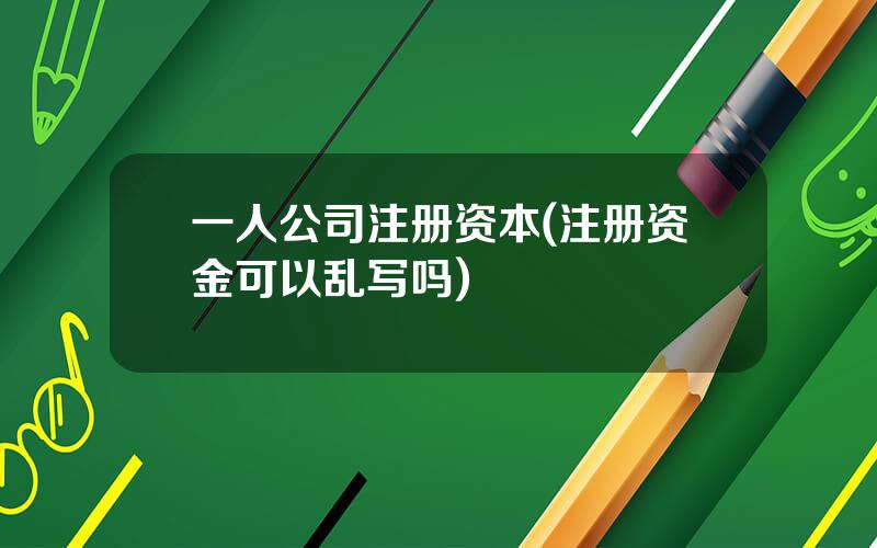 一人公司注册资本(注册资金可以乱写吗)