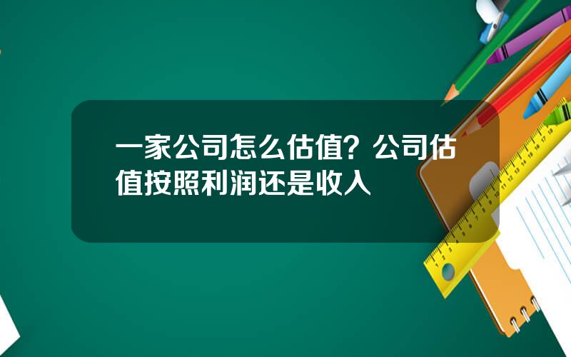 一家公司怎么估值？公司估值按照利润还是收入
